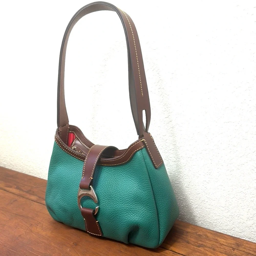 Dooney & Bourke Hobo Elegant Green and Brown Leather Women's Shoulder Bag.
